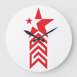 Red Star with Chevron Arrows Große Wanduhr