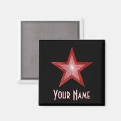Red Star "Your Name" Kühlschrankmagnet schwarz (Vorderseite/Rückseite)