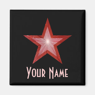 Red Star "Your Name" Kühlschrankmagnet schwarz