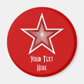 Red Star "Your Text" Kühlschrankmagnet rot (Vorne)