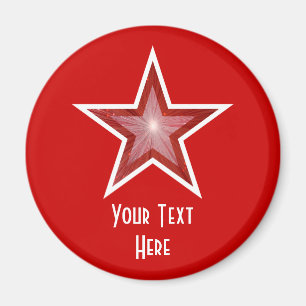 Red Star "Your Text" Kühlschrankmagnet rot