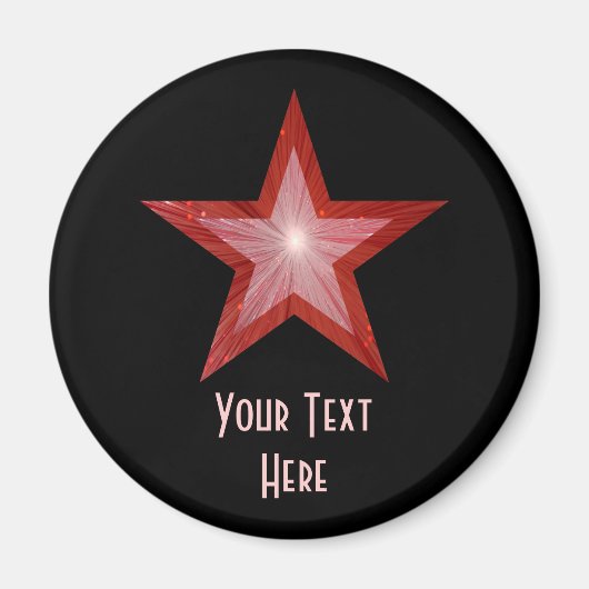 Red Star "Your Text" Kühlschrankmagnet schwarz (Vorne)