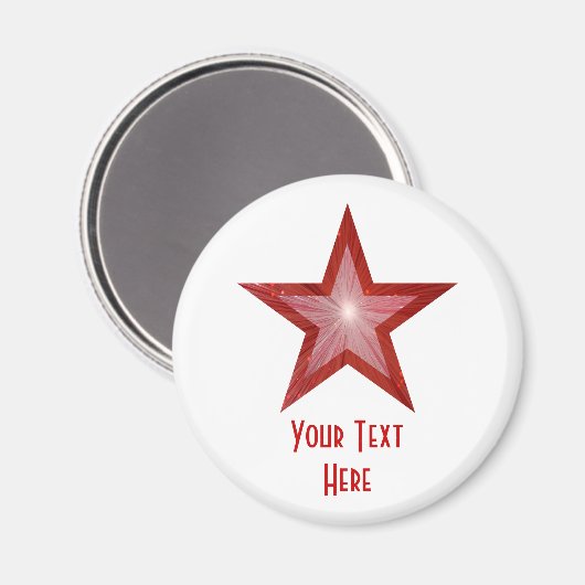 Red Star "Your Text" Kühlschrankmagnet weiß (Vorderseite/Rückseite)
