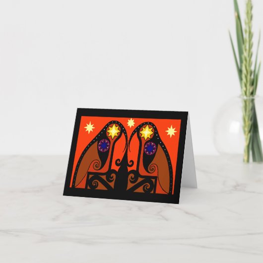 Red Starbirds Weihnachtskarte Feiertagskarte (Vorderseite)