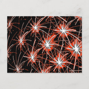 Red Starburst Grid – Modern Art Postcard Postkarte