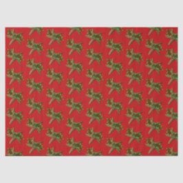 Red Starfish in Holly Pattern Weihnachten Seidenpapier