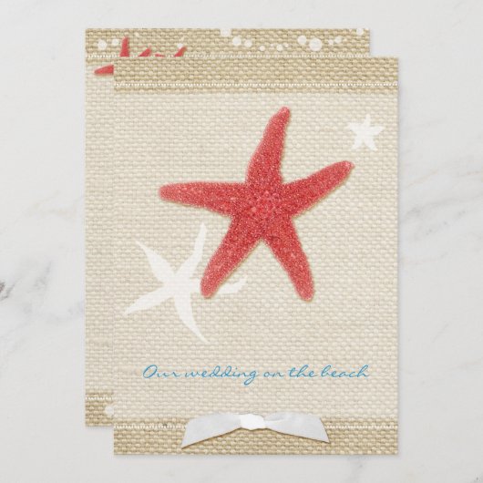 Red Starfish Rustic Beach Hochzeit Einladung (Vorne/Hinten)