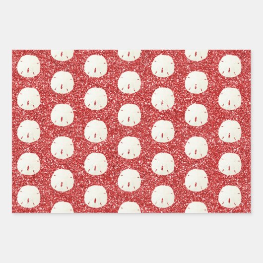 Red Starfish Sand Dollar Weihnachtsküste Geschenkpapier Set (Vorderseite 2)