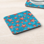 Red Starfish Summer Beach Nautical Coastal Getränkeuntersetzer (Linke Seite)
