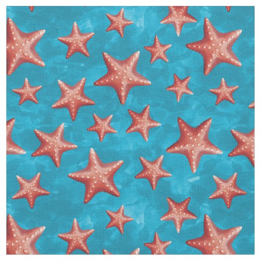 Red Starfish Summer Beach Nautical Coastal Stoff (Nahaufnahme)