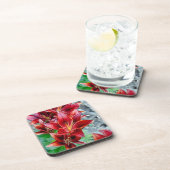 Red Stargazer Lily Getränkeuntersetzer (Rechte Seite)