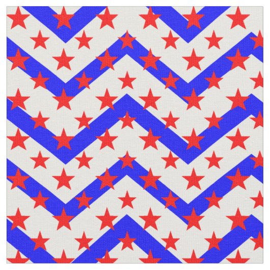 Red Stars auf Blue White Zigzag Stoff (Nahaufnahme)