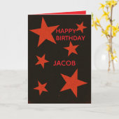 Red Stars Black Background Retro Grunge Birthday Karte (Gelbe Blume)