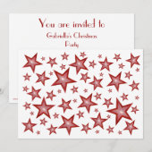 Red Stars Einladung Weiß (Vorne/Hinten)