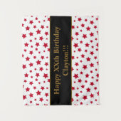 Red Stars mit Message Birthday Tapestes Wandteppich (Vorderseite)