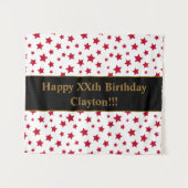 Red Stars mit Message Birthday Tapestes Wandteppich (Vorderseite (Horizontal))