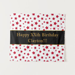 Red Stars mit Message Birthday Tapestes Wandteppich
