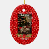 Red Stars Pattern Pet Foto Weihnachten Keramik Ornament (Vorne)