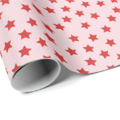 Red Stars Pattern - Pink Christmas Design Geschenkpapier (Rolleneckpunkt)