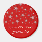 Red Stars "Save the Date" Kühlschrankmagnet rot (Vorne)