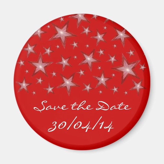 Red Stars "Save the Date" Kühlschrankmagnet rot (Vorne)