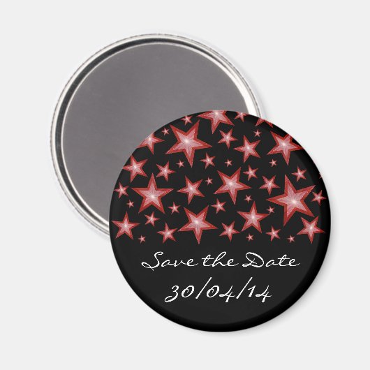 Red Stars "Save the Date" Kühlschrankmagnet schwar