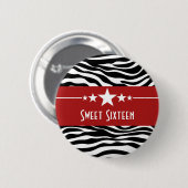 Red Stars Zebra Print Sweet 16 Button (Vorne & Hinten)
