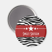 Red Stars Zebra Print Sweet 16 Magnet (Vorderseite/Rückseite)