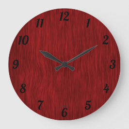 Red Stated Woodgrain Look Clock Große Wanduhr