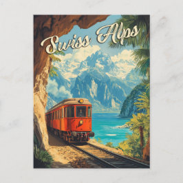 Red Steam Locomotive Souvenir: Vintage Schweizer A Postkarte