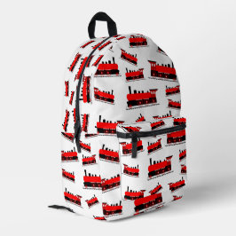 Red Steam Train Pattern School Bedruckter Rucksack