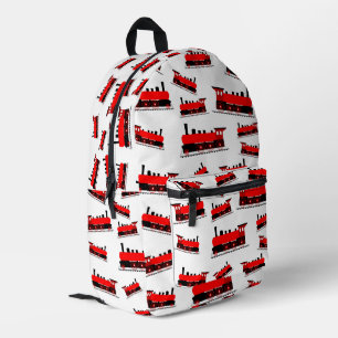 Red Steam Train Pattern School Bedruckter Rucksack