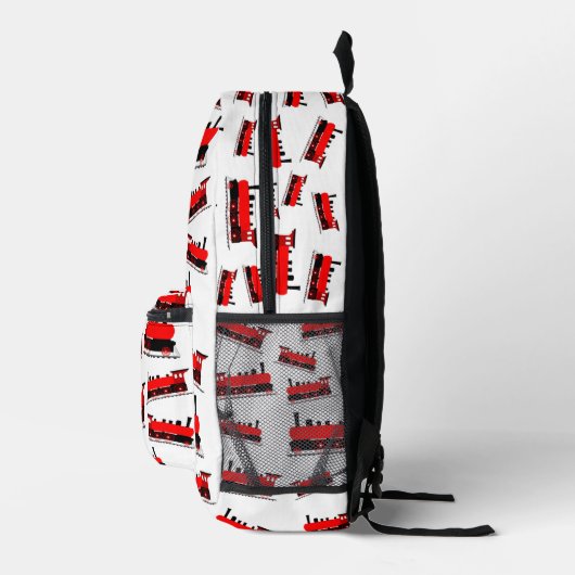 Red Steam Train Pattern School Bedruckter Rucksack (Rechts)