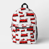Red Steam Train Pattern School Bedruckter Rucksack (Vorderseite)