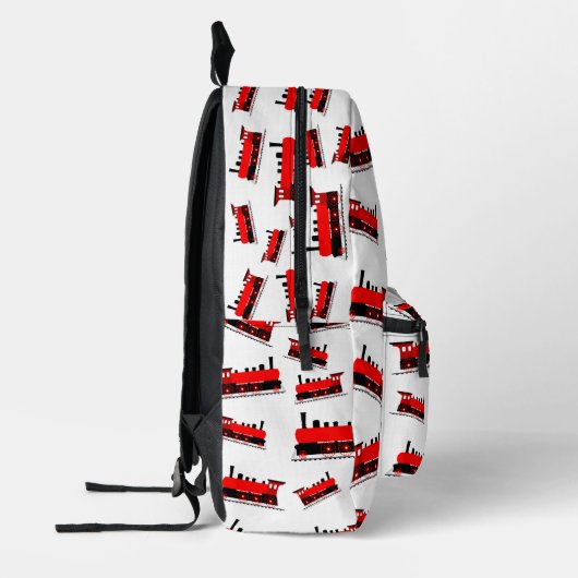 Red Steam Train Pattern School Bedruckter Rucksack (Links)