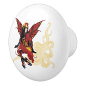 Red Steampunk Fairy Octopus Keramikknauf (Rechts)