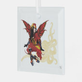 Red Steampunk Fairy Octopus Ornament Aus Glas (Vorderseite links)