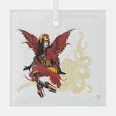 Red Steampunk Fairy Octopus Ornament Aus Glas (Vorderseite)