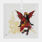 Red Steampunk Fairy Octopus Ornament Aus Glas (Rückseite)