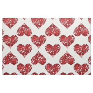 Red Steampunk Hearts Stoff