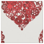 Red Steampunk Hearts Stoff (Nahaufnahme)