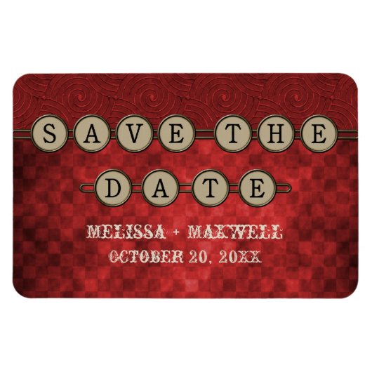 Red Steampunk Keys Save the Date Flexi Magnet (Horizontal)