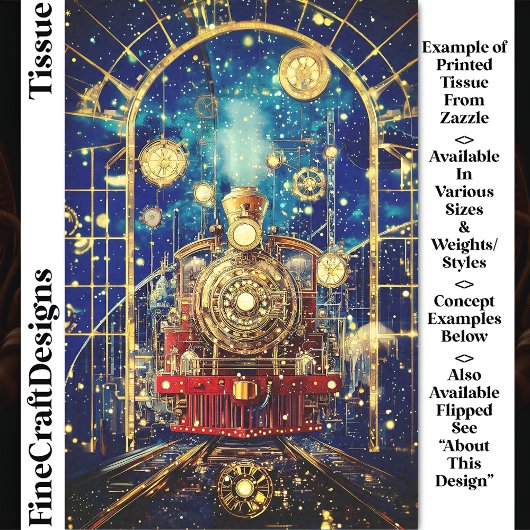 Red Steampunk Train, Loco, Mosaic DH4L Decoupage Seidenpapier