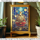 Red Steampunk Train, Loco, Mosaic DH4L Decoupage Seidenpapier