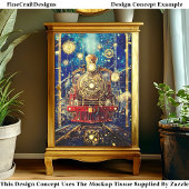 Red Steampunk Train, Loco, Mosaic DH4R Decoupage Seidenpapier