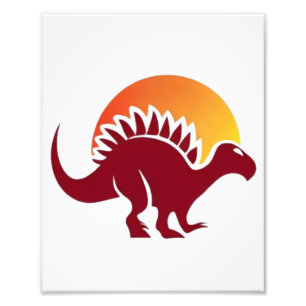 Red Stegosaurus Sunset Silhouette Fotodruck