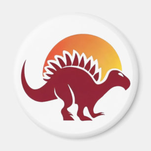Red Stegosaurus Sunset Silhouette Magnet