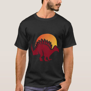 Red Stegosaurus Sunset Silhouette T-Shirt