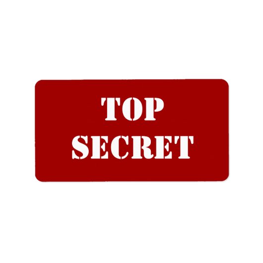 Red Stencil Top Secret Adressaufkleber (Vorne)