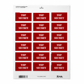 Red Stencil Top Secret Adressaufkleber (Vorne)